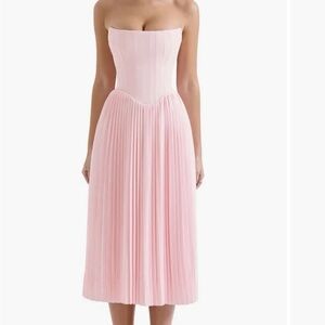 House of CB Strapless Blush Pleated Dress